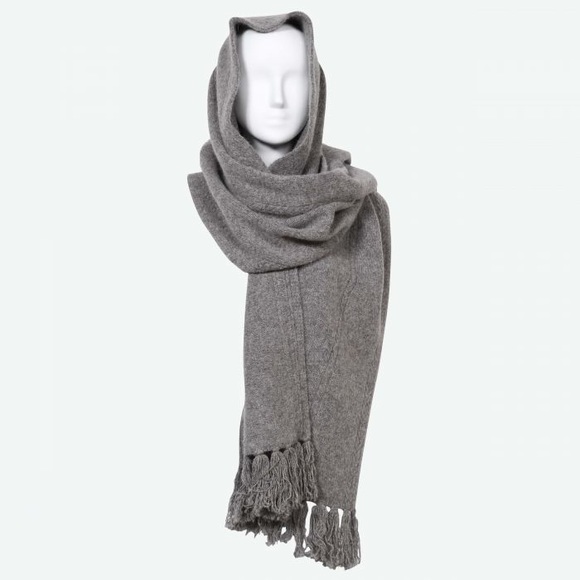 Icewear Eldey Woolen Scarf Gray Wool Angora Large Wrap Blanket Cable Knit - Picture 11 of 11